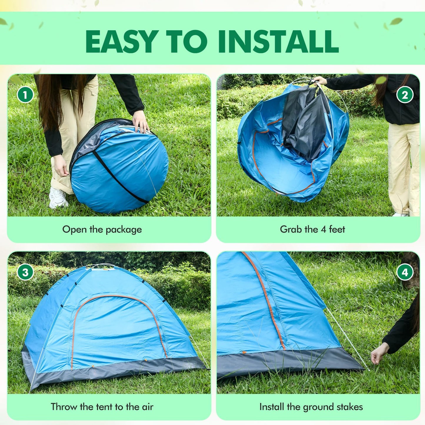 Woanger 6 Pack Bulk 2 Person Camping Tents for Homeless Lightweight Outdoor Tent with Rain Fly and Carrying Bag, Waterproof Windproof Setup Pop Up for Homeless Camping Backpacking(Blue Green)