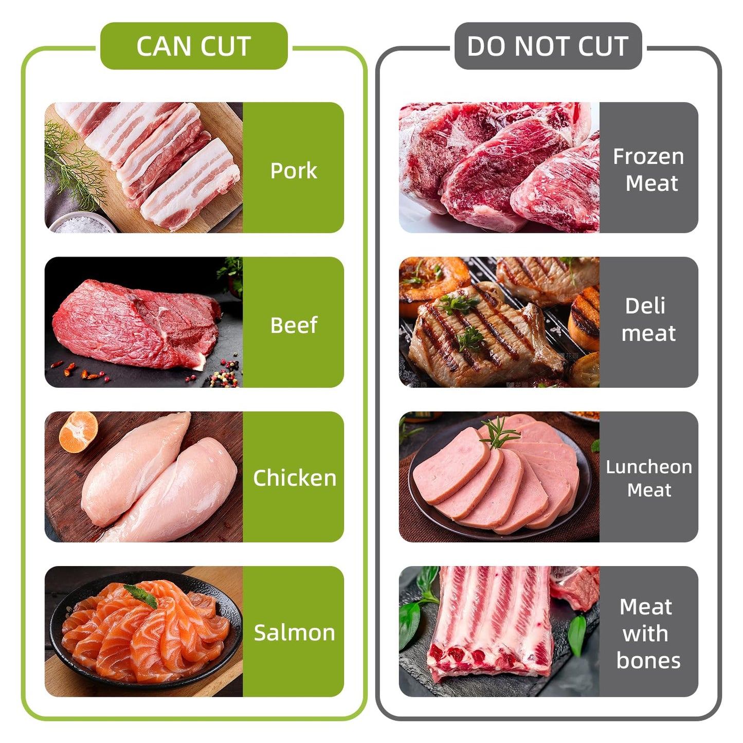 SupMaKin Fresh Meat Slicer, Thickness Adjustable 2 or 4 mm, 17 IN 1 Stainless Steel Manual Meat Cutter, Cleaver Kitchen Knife, Jerky Slicer Suit for Chicken Breast Beef Pork (Gray)