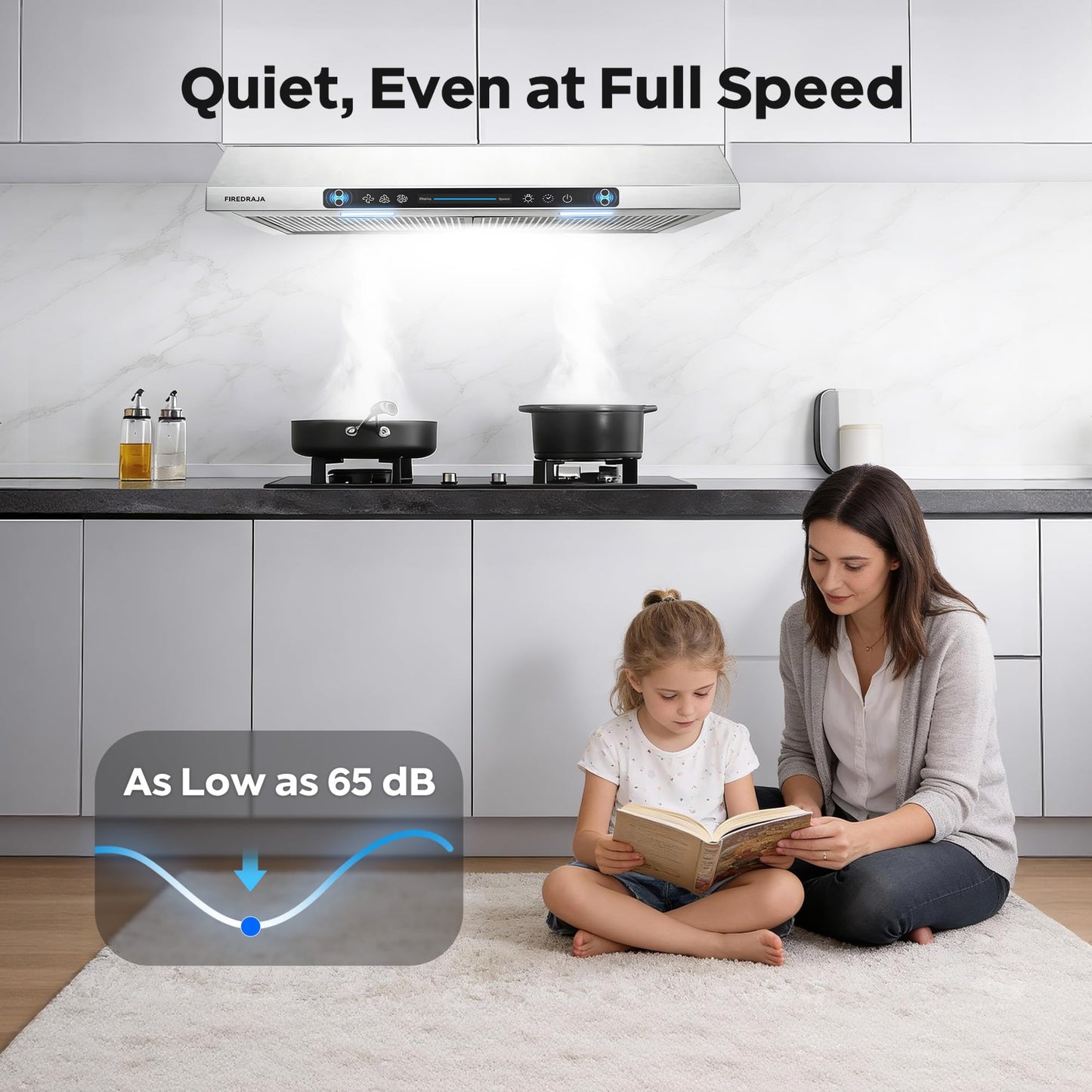 30 Inch Under Cabinet Range Hood |550 CFM Kitchen Vent Hood with Touch & Gesture Control | 3-Speed Quiet Operation | Stainless Steel with LED Lights, Ducted/Ductless convertible