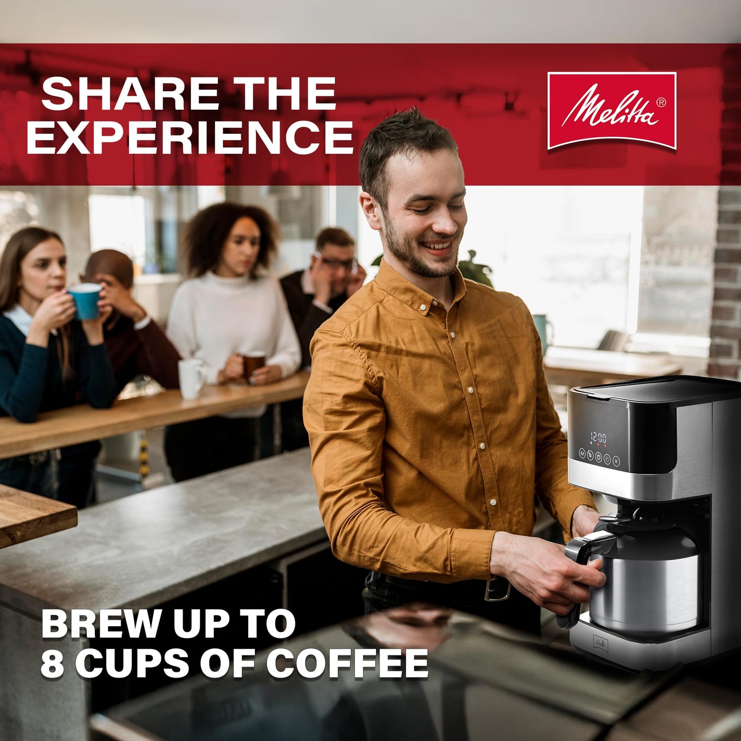 Melitta Aroma Tocco Thermal Drip Coffee Maker, 8-Cup, Programmable with Automatic Shut-Off, Pause & Serve, Stainless Steel Carafe