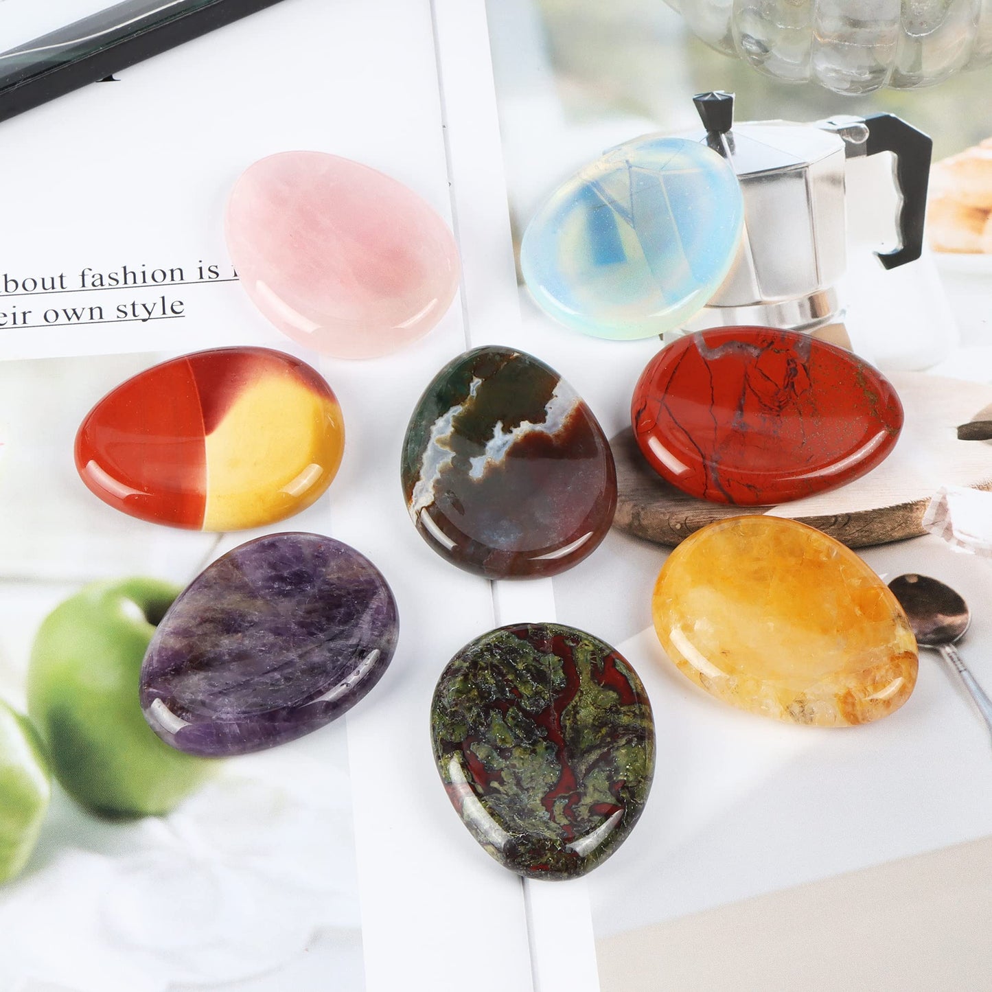 Artistone Dragon Blood Stone Crystal Thumb Worry Stone Hand Carved Healing Crystal Pocket Palm Stone for Anxiety Stress Relief, Meditation Reiki, Water Drop Shaped (Pack of 2)