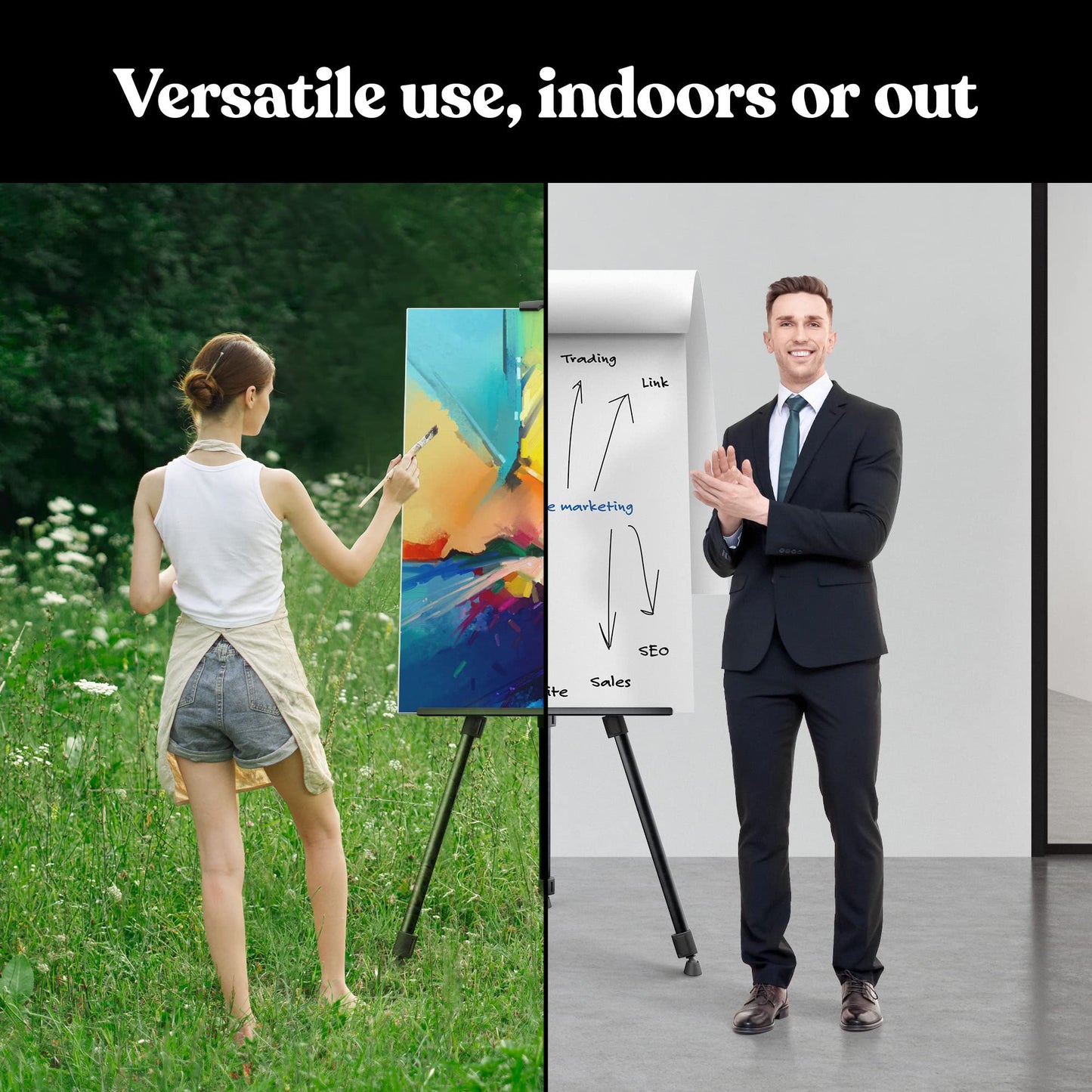 Portable Artist Easel Stand for Painting - Adjustable Height Painting Easel with Bag - Tabletop Art Easel for Painting Canvas Stand, Poster Stand & Wedding Signs Stand - Metal Tripod - 17x66 inches