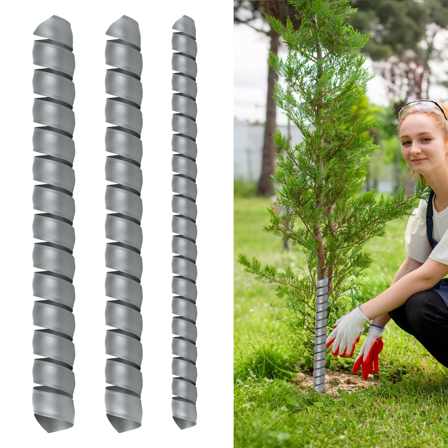 UCandy 3 PCS Tree Trunk Protector, 3 Size Plastic Spiral Tree Guard Tree Bark Protector Tube Wraps to Protect Saplings Plants from Deer Rabbit Cats Rodents Mowers