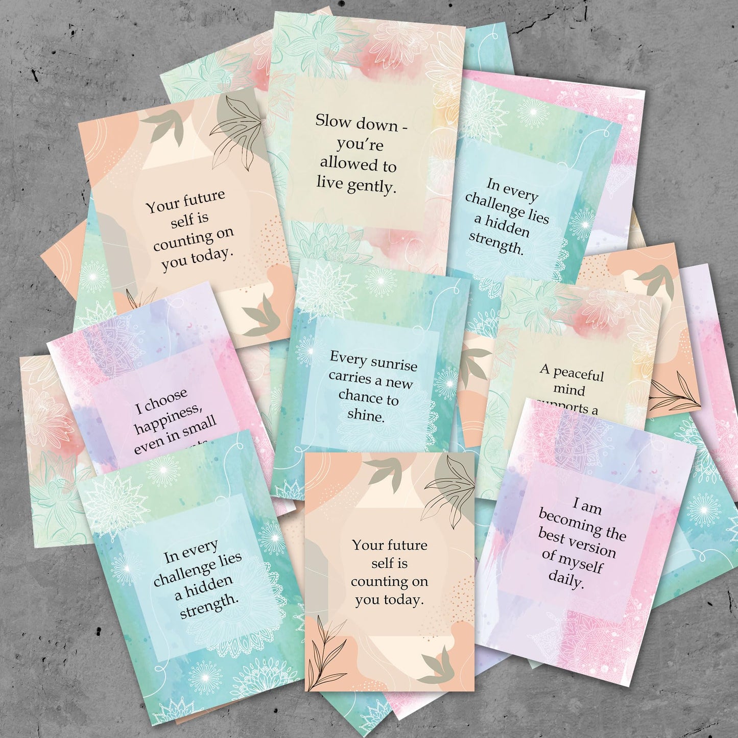 exciting Lives Positive Motivational Cards with Inspirational Quotes & Wooden Easel – 40 Daily Affirmation Desk Cards for Confidence, Mindfulness & Self-Growth
