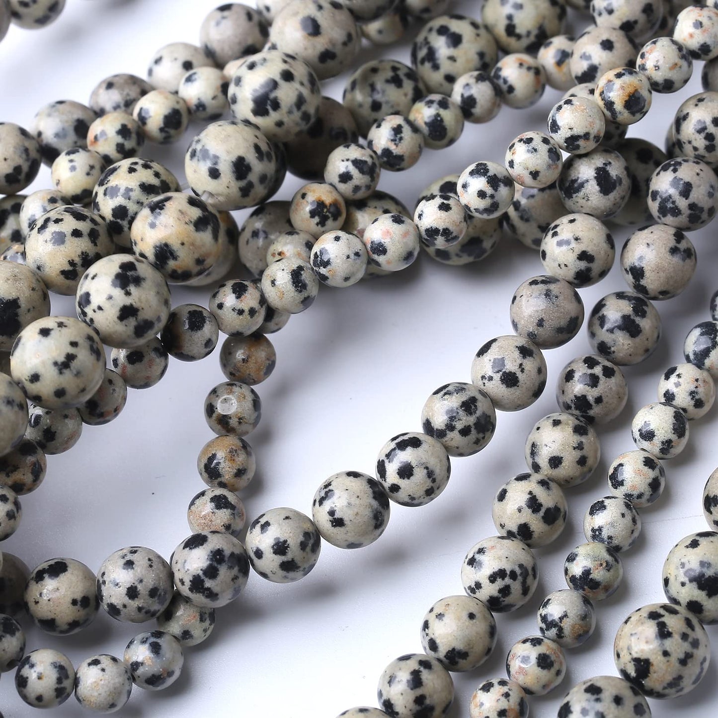 90PCS 4MM Dalmatian Jasper Natural Gemstone Round Stone Beads for Jewelry Making DIY Energy Stone Healing Power Bracelet 15"
