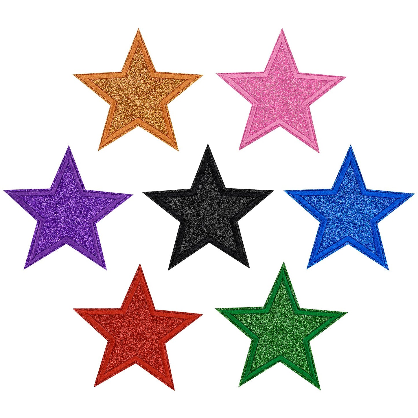 28Pcs Glitter Star Iron On Patches 4''Large Bling Embroidered Appliques with Sequin Sparkle Colorful Star Patch for Clothes Denim Jackets Jeans Backpacks Trucker Hats Phone Case Clothing Repair DIY