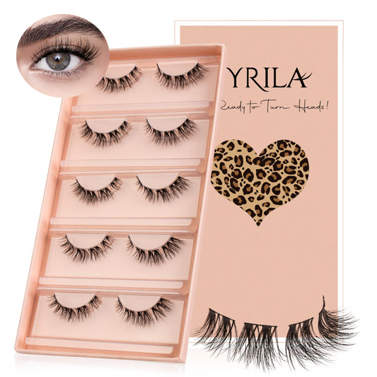VYRILA Fluffy Lash Clusters 13mm False Eyelashes, 0.05mm PBT Fiber Eyelash Clusters Mink Lashes, 0.1mm Superfine Band Individual Lashes Clusters Like Eyelash Extensions(Starry-5 Pairs Lashes Pack)