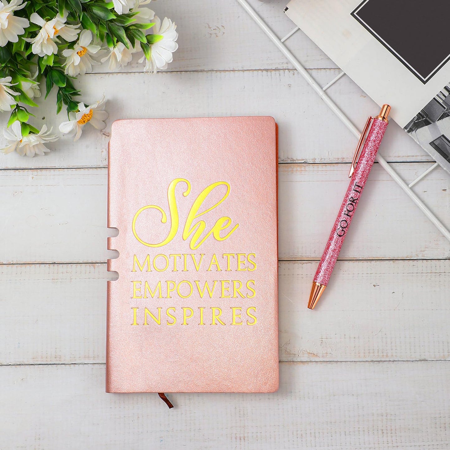 Resurhang 5 Pcs Boss Gifts for Women Set Appreciation Gifts for Coworkers Leather Journal Ballpoint Pens with Box Thank You Present for Friends Teacher Female Leader Birthday Bestie (Pink)