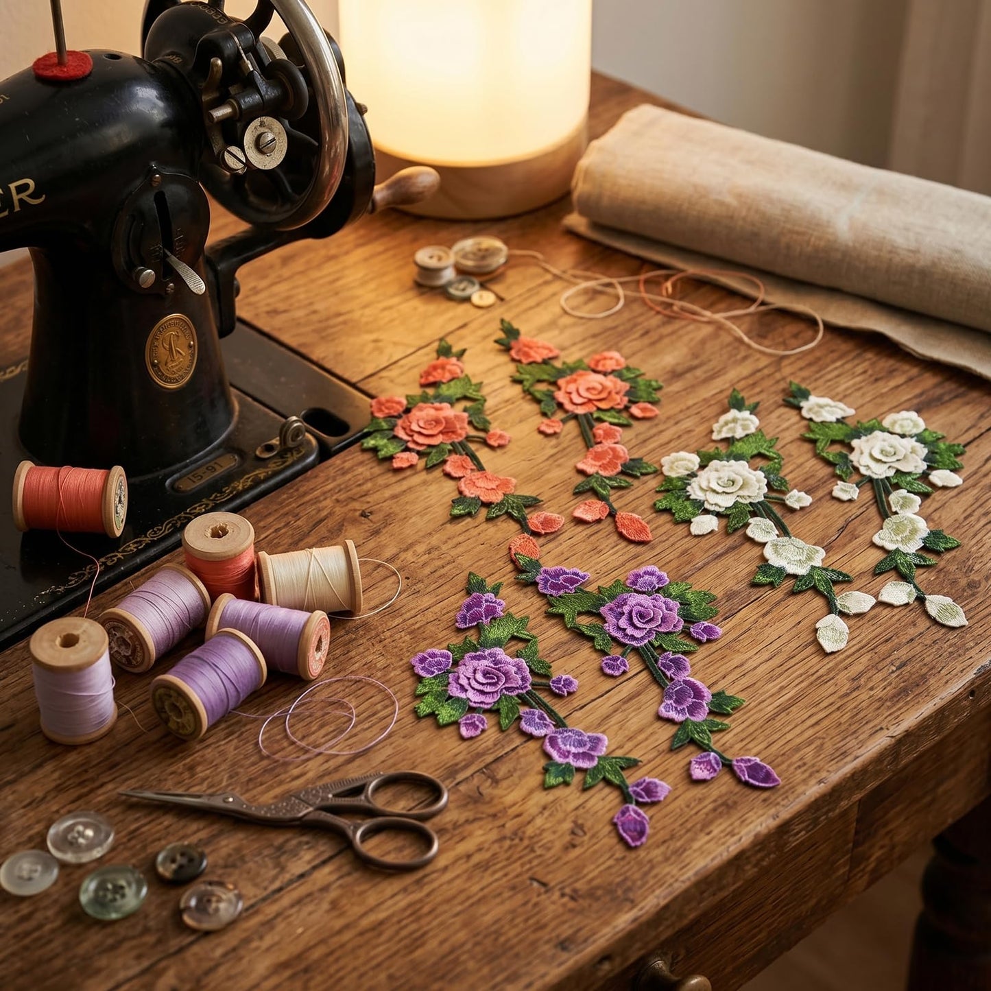 6PCS Peony Flower Embroidery Patches Large Floral Sew On Applique Patches for Women Wedding Dress Jacket Jeans Bag Shoes Decorative Repair Patch DIY Craft Embellishments 3D Design