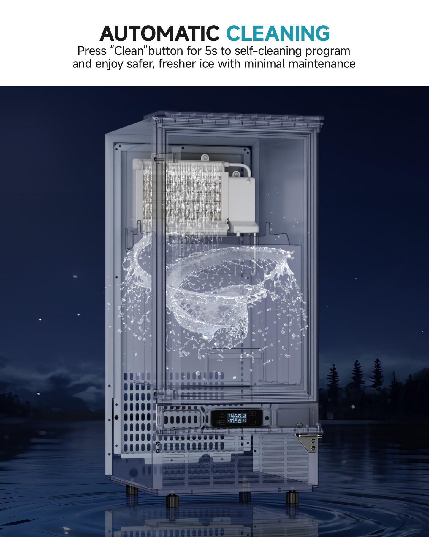 EUHOMY Under Counter Ice Maker with Drain Pump, 90 lbs/Day Ice Machine, Auto-Cleaning & 24H Timer, Stainless Steel Commercial Ice Maker with 24 lbs Storage for Home/Bar/Cafe/Restaurant