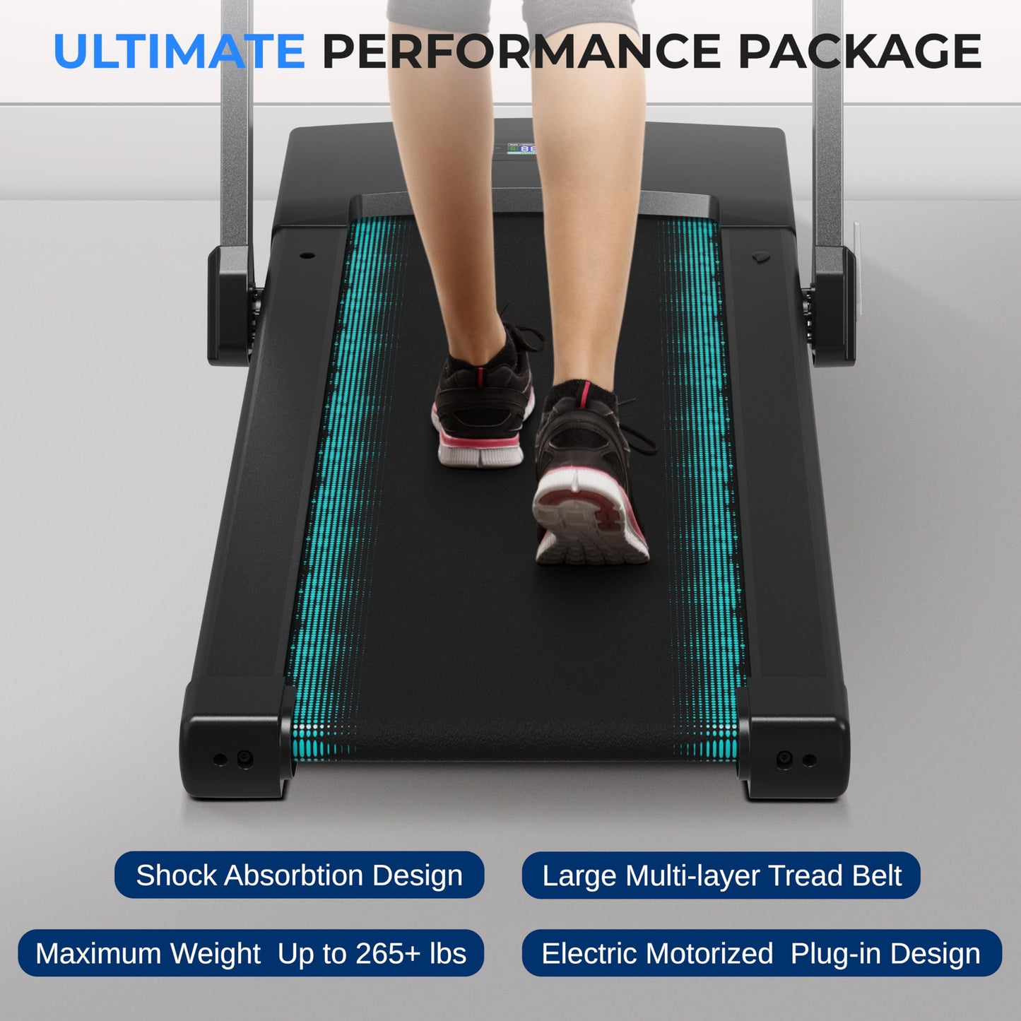SereneLife 2 in 1 Foldable Treadmill & Walking Pad with Remote Control, Under Desk Storage, Speed 8.7MPH, 2.5HP, Bluetooth Integration,12 Exercise Programs, Walking or Jogging, 265lbs Capacity