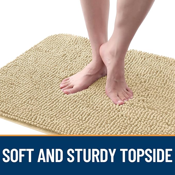 OLANLY Dog Door Mat for Muddy Paws 30x17, Absorbs Moisture and Dirt, Absorbent Non-Slip Washable Doormat, Quick Dry Chenille Mud Mat for Dogs, Entry Indoor Entryway Carpet for Inside Floor, Sand