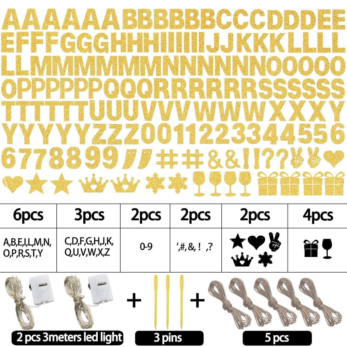 175Pcs DIY Glitter Customizable Banner Kit Custom Banner Happy Birthday Personalized Letter Banners Decor for Christmas Baby Shower Birthday Party Decorations Supplies(Glitter Gold）