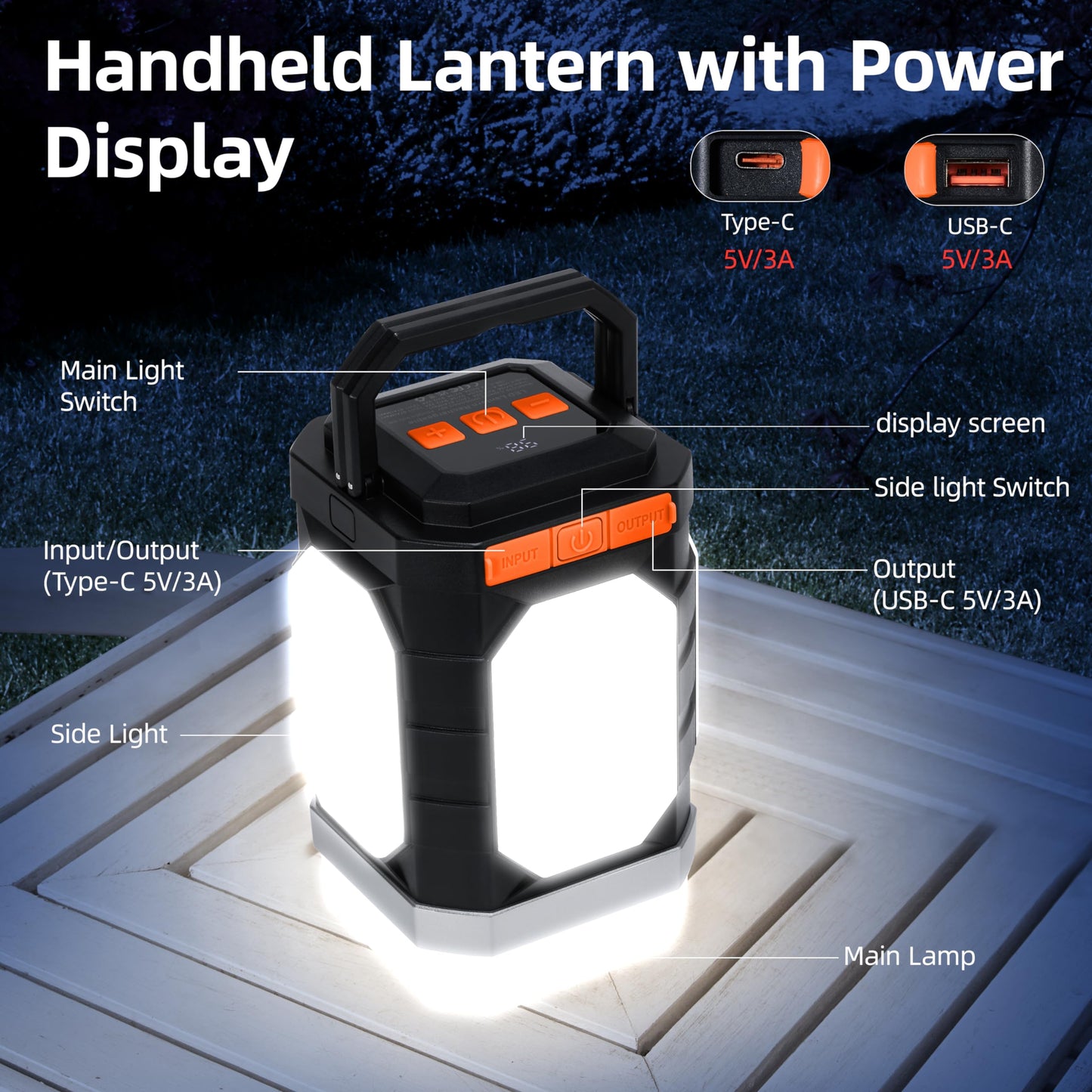 Sinvitron Camping Lantern Rechargeable–30,000mAh Portable Camping Lights, QC3.0 Fast Charging,1000 Lumens,350H Runtime,IPX5 Waterproof Emergency Light for Hurricanes,Power Outages,Camping