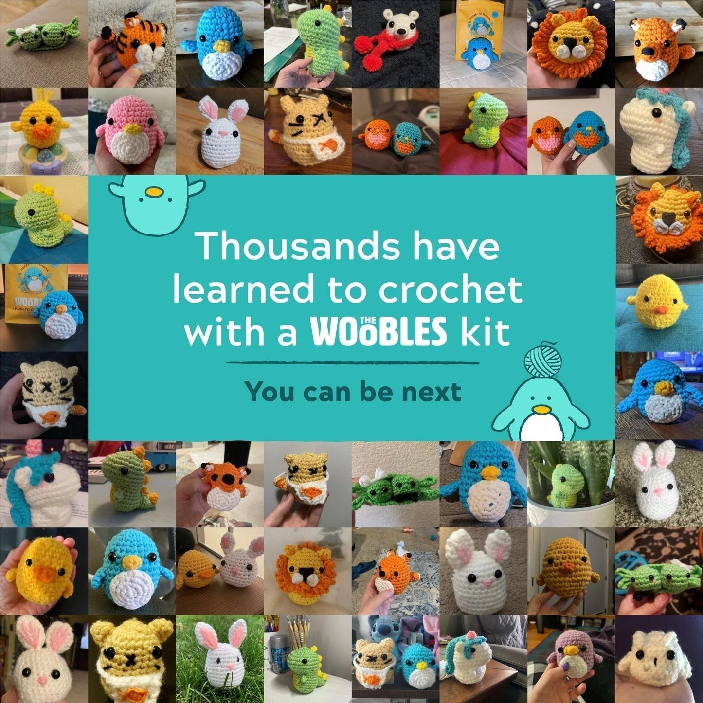 The Woobles Crochet Kit for Beginners - Easy Arts and Crafts Knitting & Crochet Animals Kit As Seen On Shark Tank - Bjørn The Narwhal