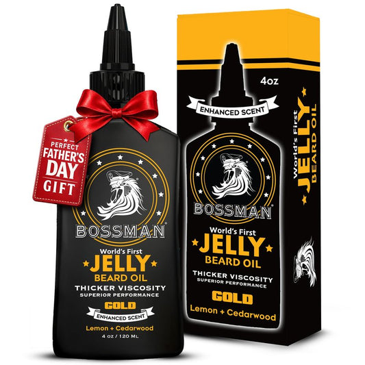 Bossman Jelly Beard Oil for Men (4 oz, Gold Scent) – Softens, Moisturizes & Conditions with Natural Ingredients