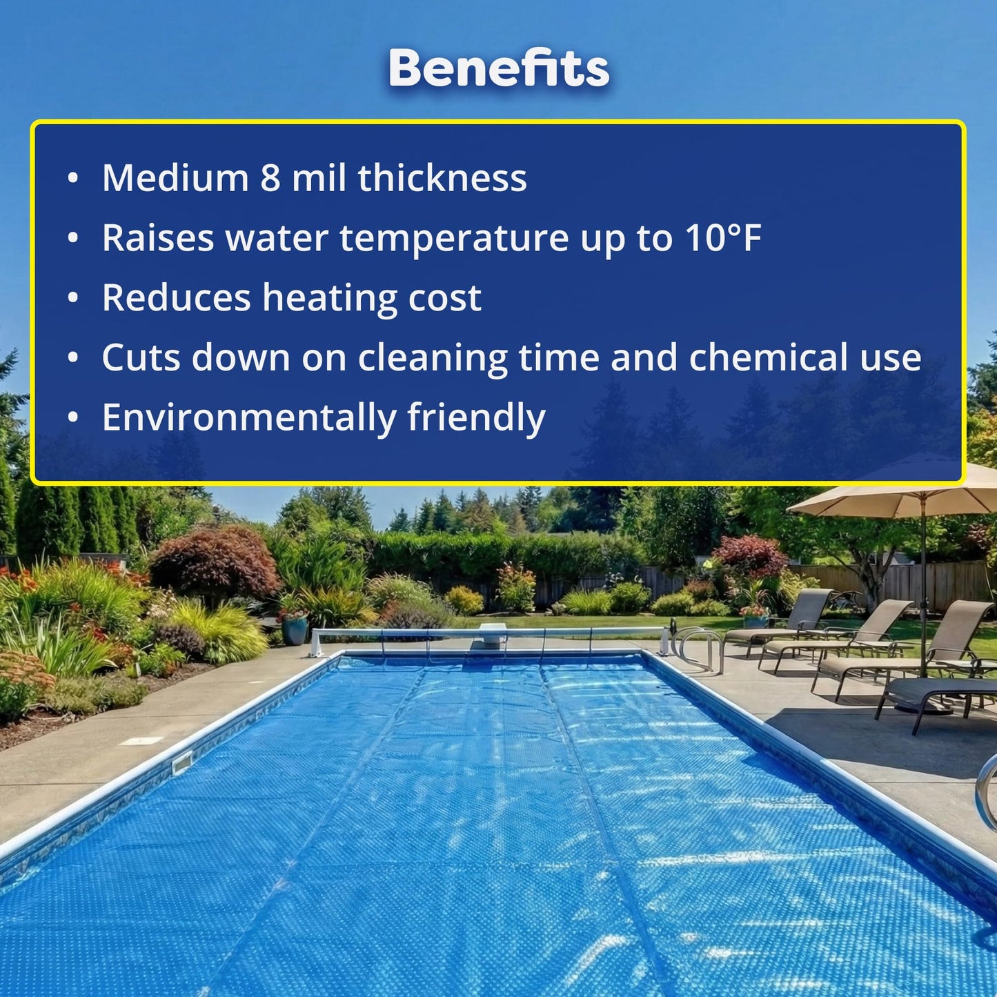 In The Swim 12' Standard Blue Round Solar Pool Cover 8 Mil for Solar Heating Above Ground Pools and Inground Pools
