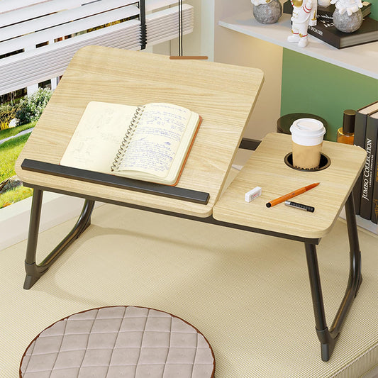 Adjustable Laptop Desk for Bed, 5-Angle Adjustable Lap Tray Table with Cup Holder, Portable Foldable Bed Desk for Eating, Working, Writing & Reading (Yellow)