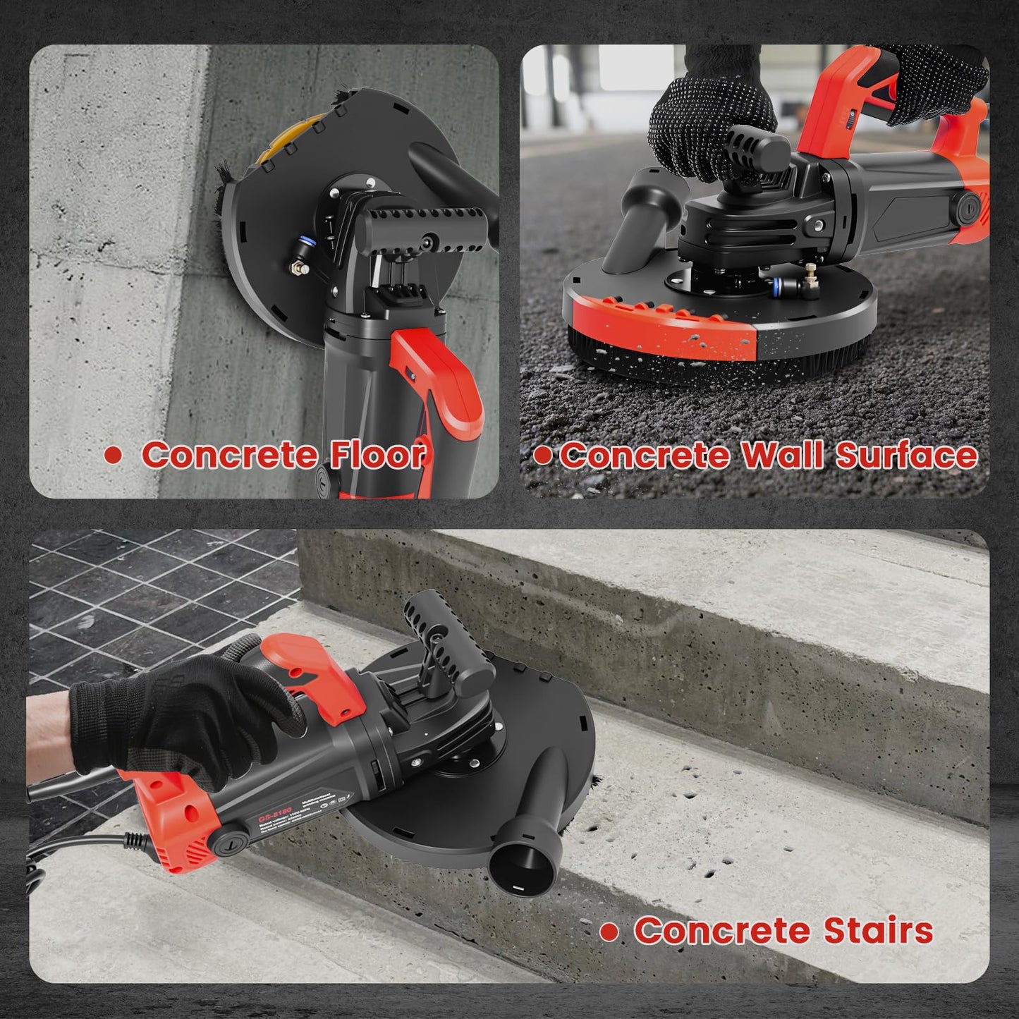 Concrete Grinder Machine, Concrete Floor Grinder, 7 Inch Angle Grinder with Auxiliary Handles Angle Grinder Dust Shroud Diamond Grinding Wheel, 2200W 4800RPM Cement Grinder for Concrete, Wall