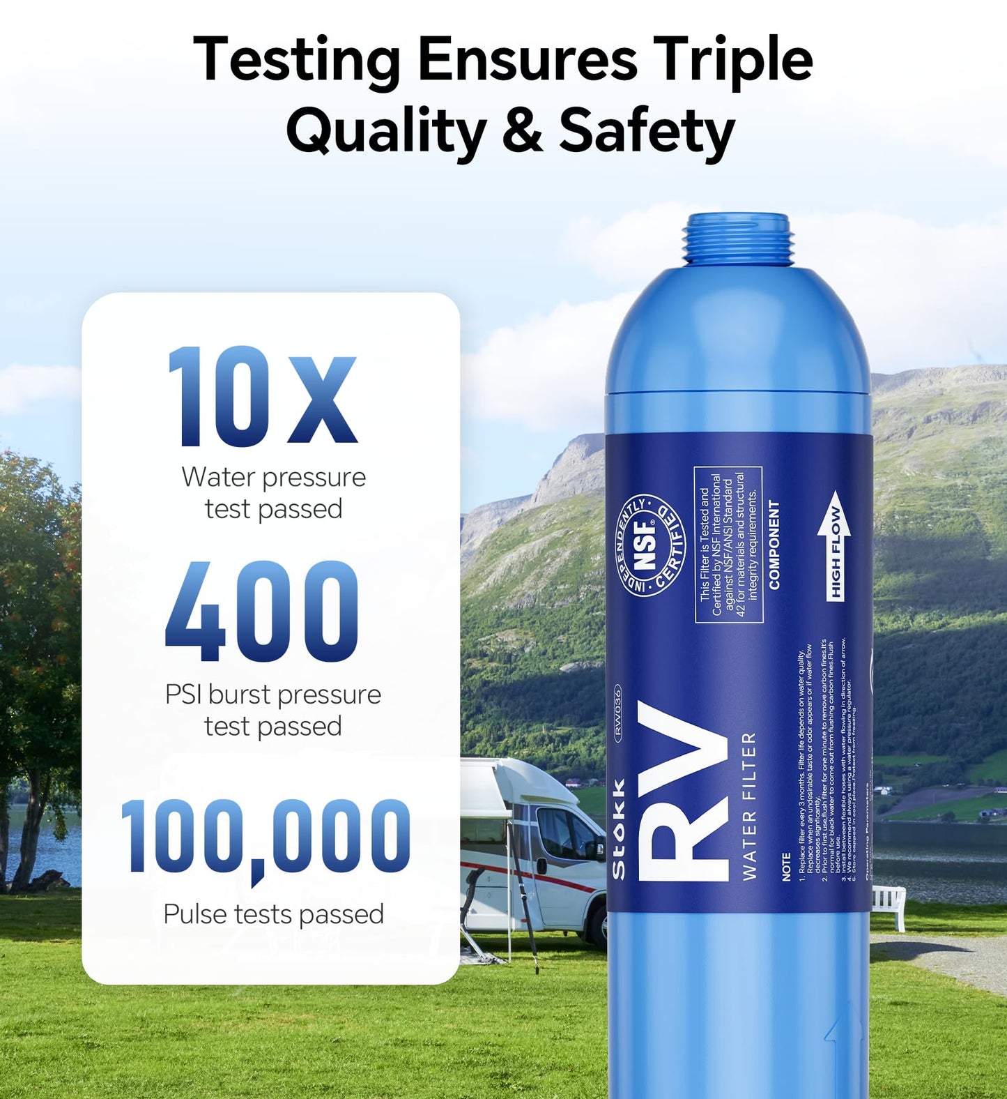 Stokk RV Water Filter, NSF Certified, RV Inline Water Hose Filter, Garden and Camper Water Filter, Greatly Reduces Bad Taste, Chlorine, Odor, Rust and Sediment, 4 Pack