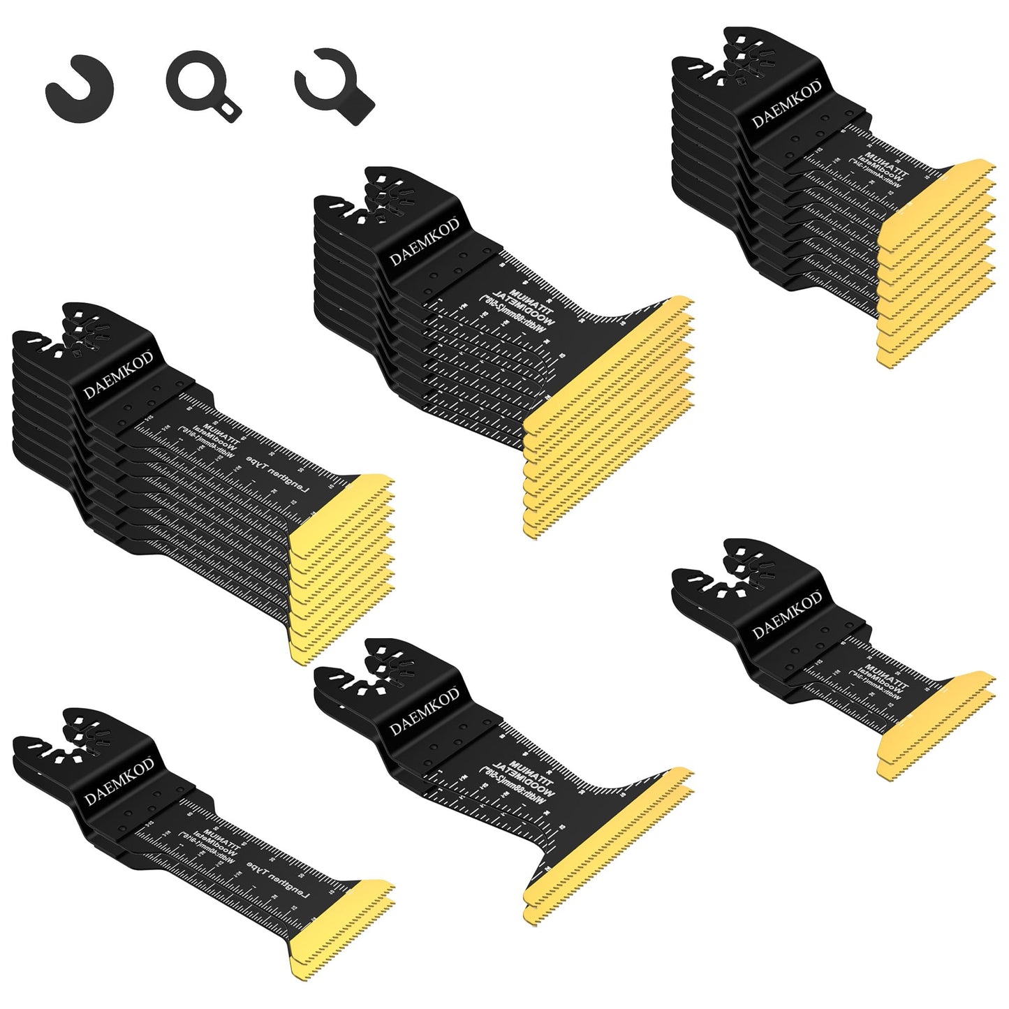 DAEMKOD 30 Pack Titanium Oscillating Tool Blades Metal Cutting, Professional Saw Blades for Soft Metal Nails Hard Material and Wood Plastic, Multi Tool Blades Kits Fit Dewalt Bosch Ryobi Milwaukee