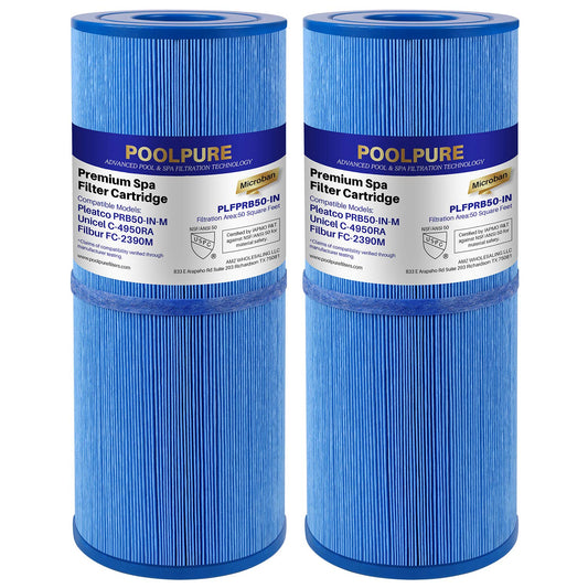 POOLPURE Antimicrobial Spa Filter Replacement for Pleatco PRB50-IN-M, Unicel C-4950RA, Guardian 413-212-02, Filbur FC-2390M,17-2380,Jacuzzi J200 Series Filter,373045, 5X13 Hot Tub Filter, 2 Pack