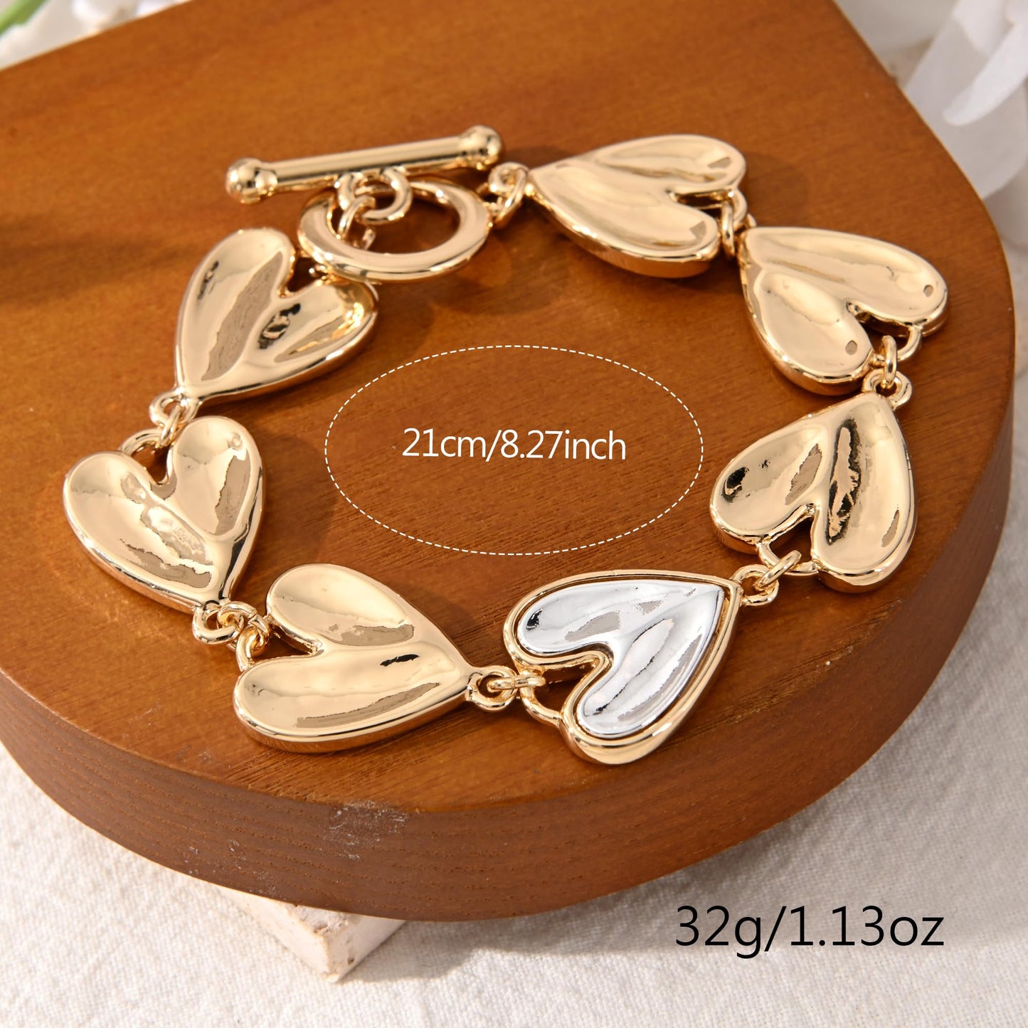 Ginyejly 14K Gold and Silver Plated Special Cain Link with Toggle Clasp Closure in Daily or Party for Women Fashion Jewelry Gifts (gold heart chain)