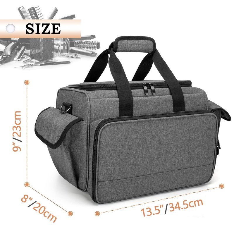BAFASO Hairdresser Bag with Adjustable Dividers, Tattoo Case Holds Tattoo Supplies, Travel Barber Case Holds Various Hair Cutting Tools (Bag Only), Gray