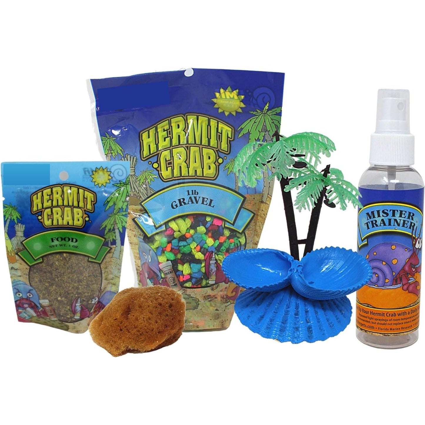 Needzo DIY Terrarium Kit, Medium Hermit Crab Starter Pack with Wire Cage, Palm Tree Water Holder, Sponge, Bag of Food, Gravel, and Misting Water Bottle, All in One Pet Supplies, 7 Inches