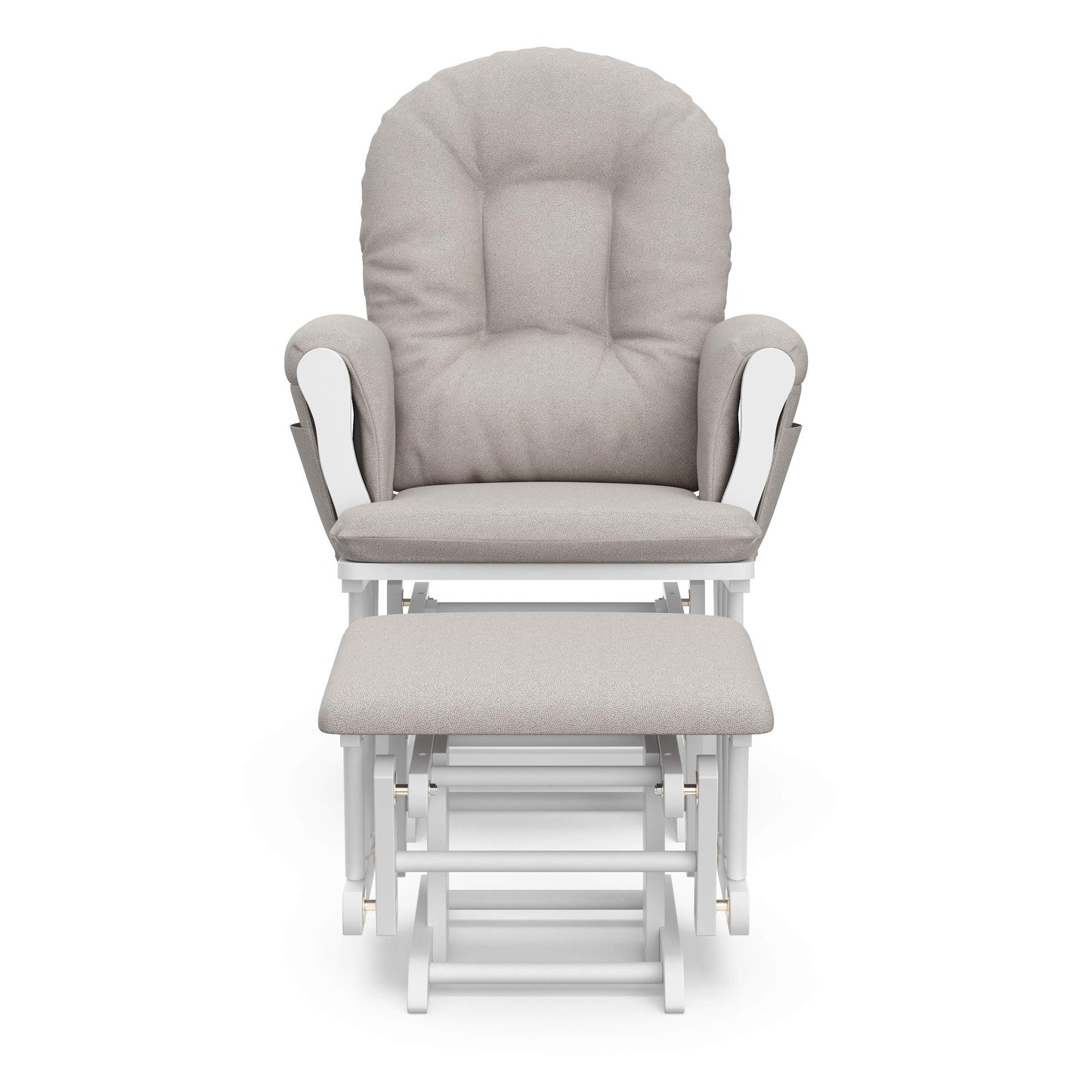 Storkcraft Premium Hoop Glider & Ottoman (White/Taupe Swirl) — GREENGUARD Gold Certified Nursery Glider, Solid Wood Craftsmanship, Smooth-Gliding Nursery Chair and Ottoman, Award-Winning