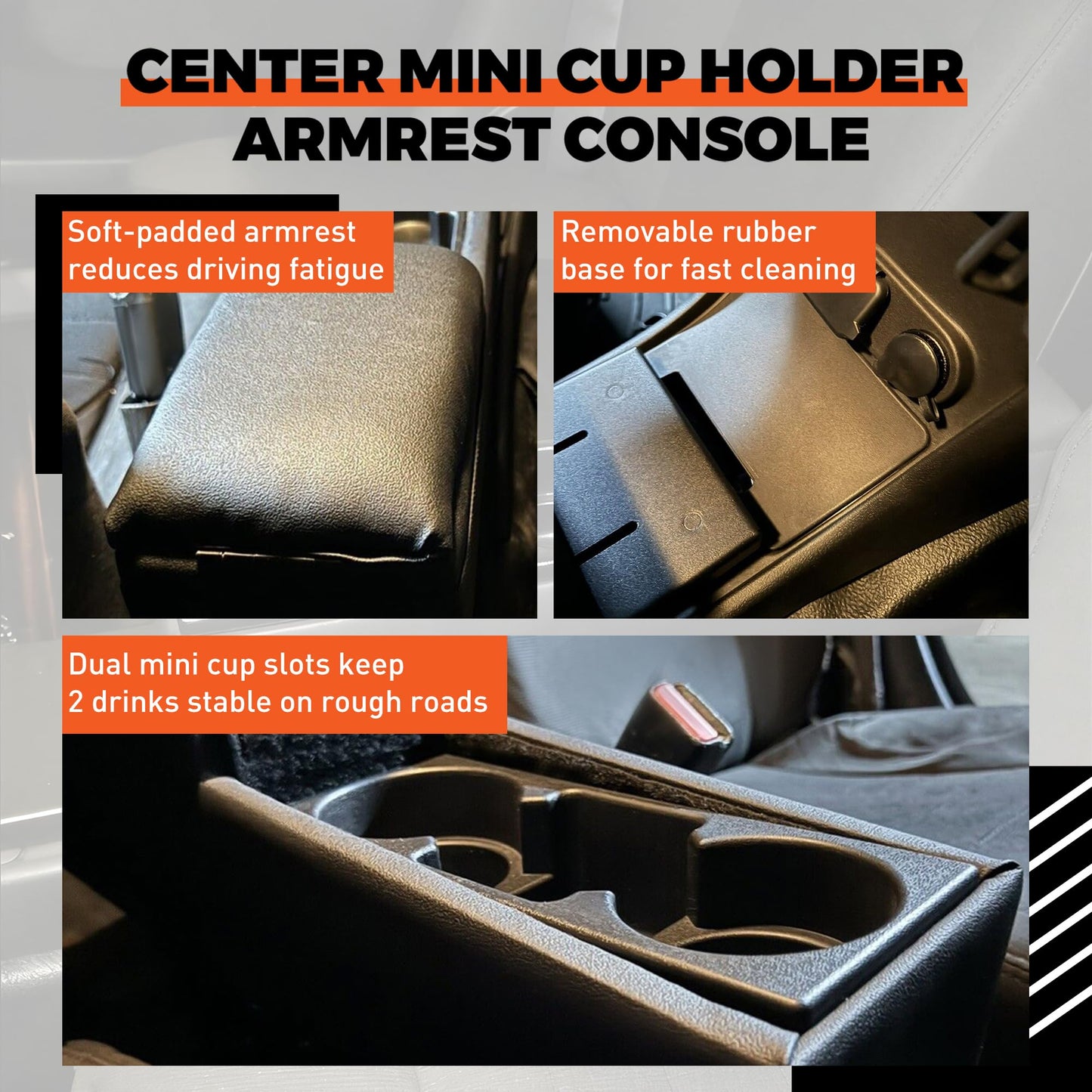ECOTRIC Center Mini Cup Holder Armrest Console Compatible with 2006-2020 Dodge Charger Police Black Upholstered Middle Cover Storage Box pad Lid Kit Replacement Organizer