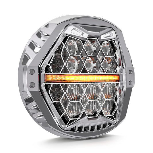 Silver 1000% Bright 120W 7'' Motorcycles LED Headlight with Amber Turn Signal Compatible with Road King Road Glide Street Glide Electra Glide Ultra Limited Trike Heritage Softail Fat Boy Yamaha