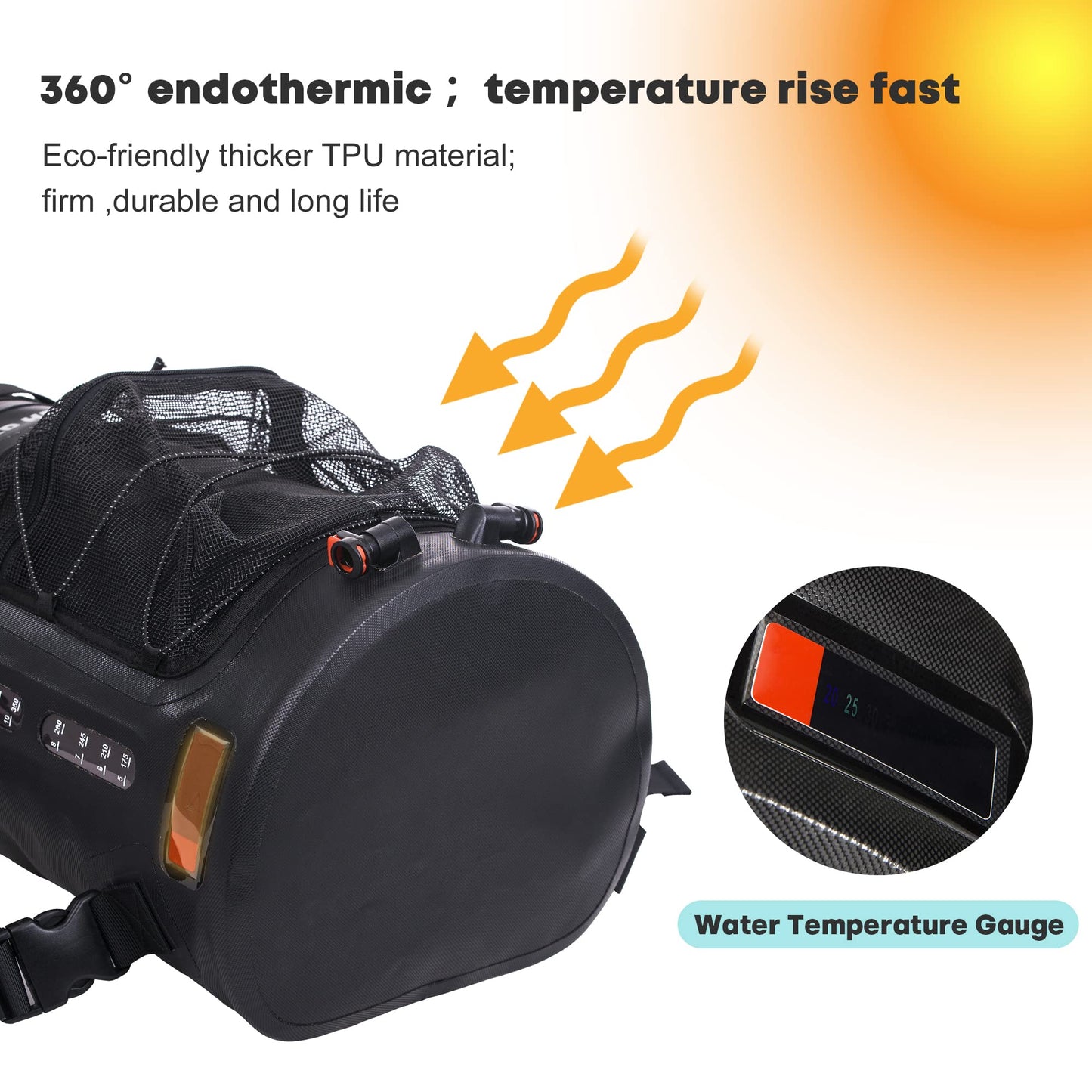 WILD HEART Camping Shower 5.8 Gallons/22L Portable Camp Shower Bag with Upgraded Screw Lid, Water Level Window, Pressure Foot Pump, and Handy Nozzle, Solar Shower for Camping Hiking Trip