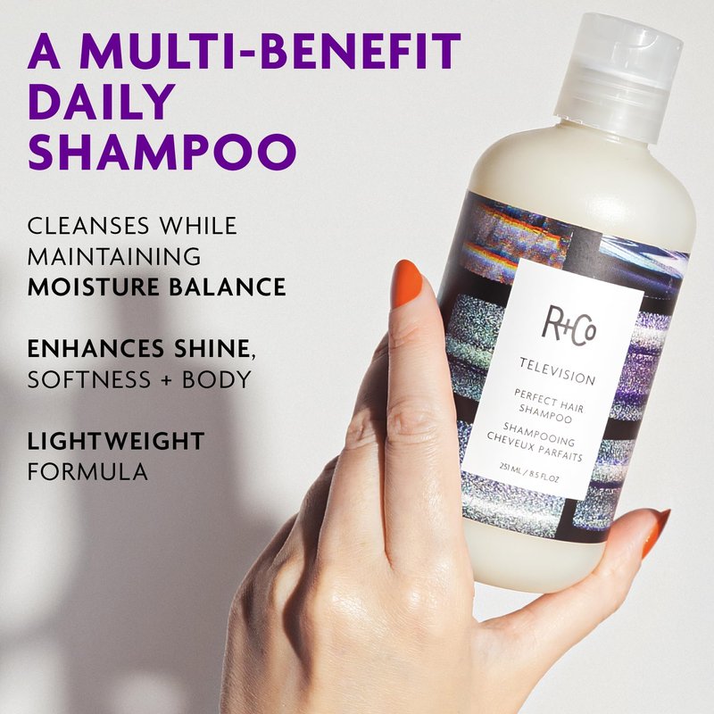 R+Co Television Perfect Hair Shampoo | Body + Shine + Smoothing for All Hair Types | Vegan + Cruelty-Free | 2.0 Oz
