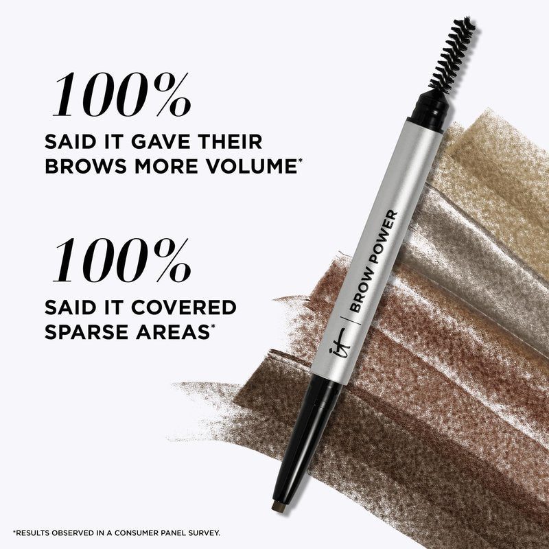 IT Cosmetics Brow Power Universal Reddish Brown Eyebrow Pencil (Auburn) -Long-Lasting, Budge-Proof, Nourishing Biotin & Antioxidants, Easy to Apply & Adjustable, Natural Brow Makeup, Built-in Spoolie