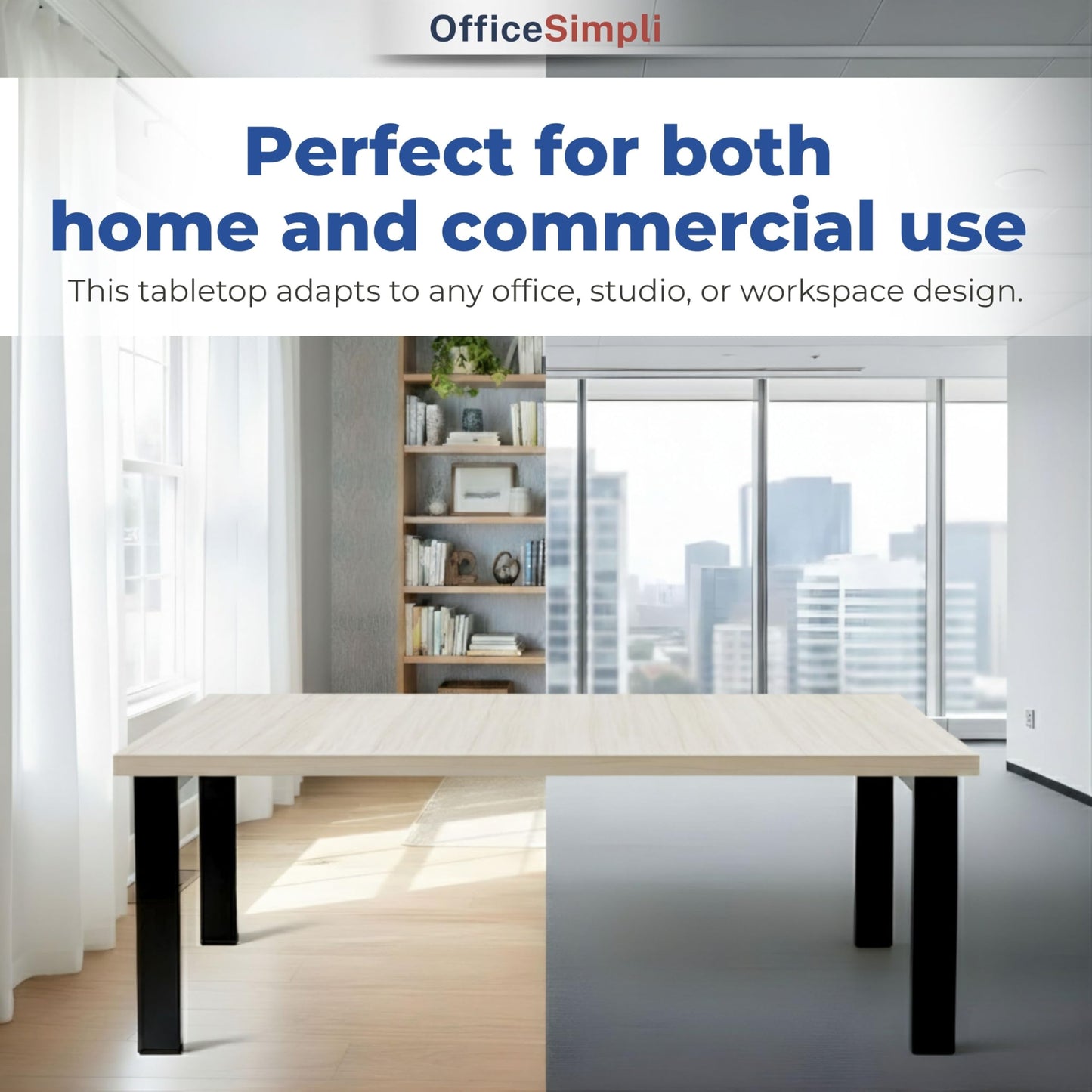 OfficeSimpli 48 x 30 Inch Desk Top, Made in USA Replacement Table Top for Sit-to-Stand Adjustable Desk Frame, Workbench or Countertop for Classroom, Home and Office (Desk Top Only) - Creek Oak