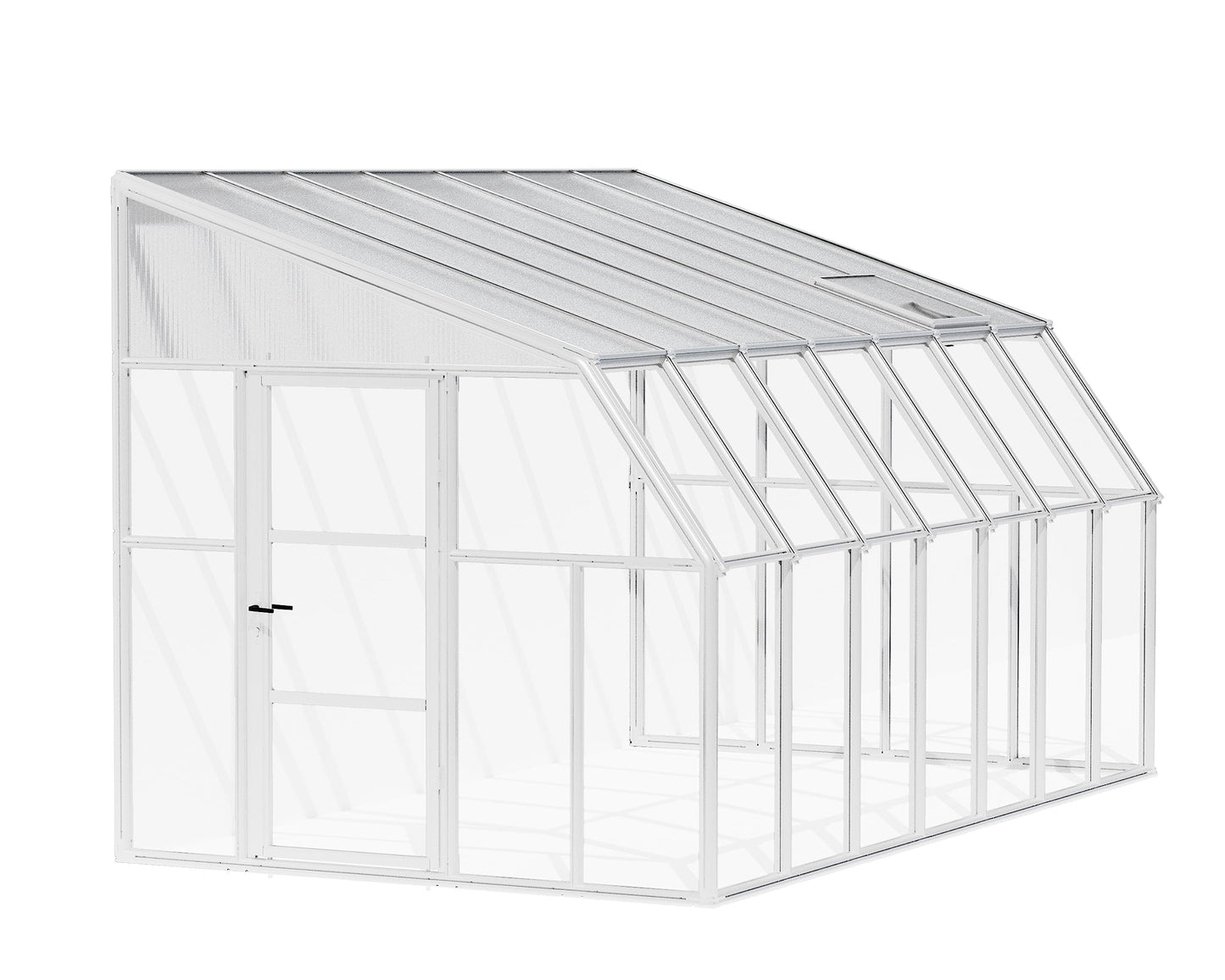 Palram Canopia Rion Sun Room 8 Ft. x 14 Ft. Solarium, Lean-to Greenhouse DIY Kit, Attach to House, Large Twin Wall Polycarbonate, 100% UV Protection for Porch, Patio Outdoors with Window Vent (White)