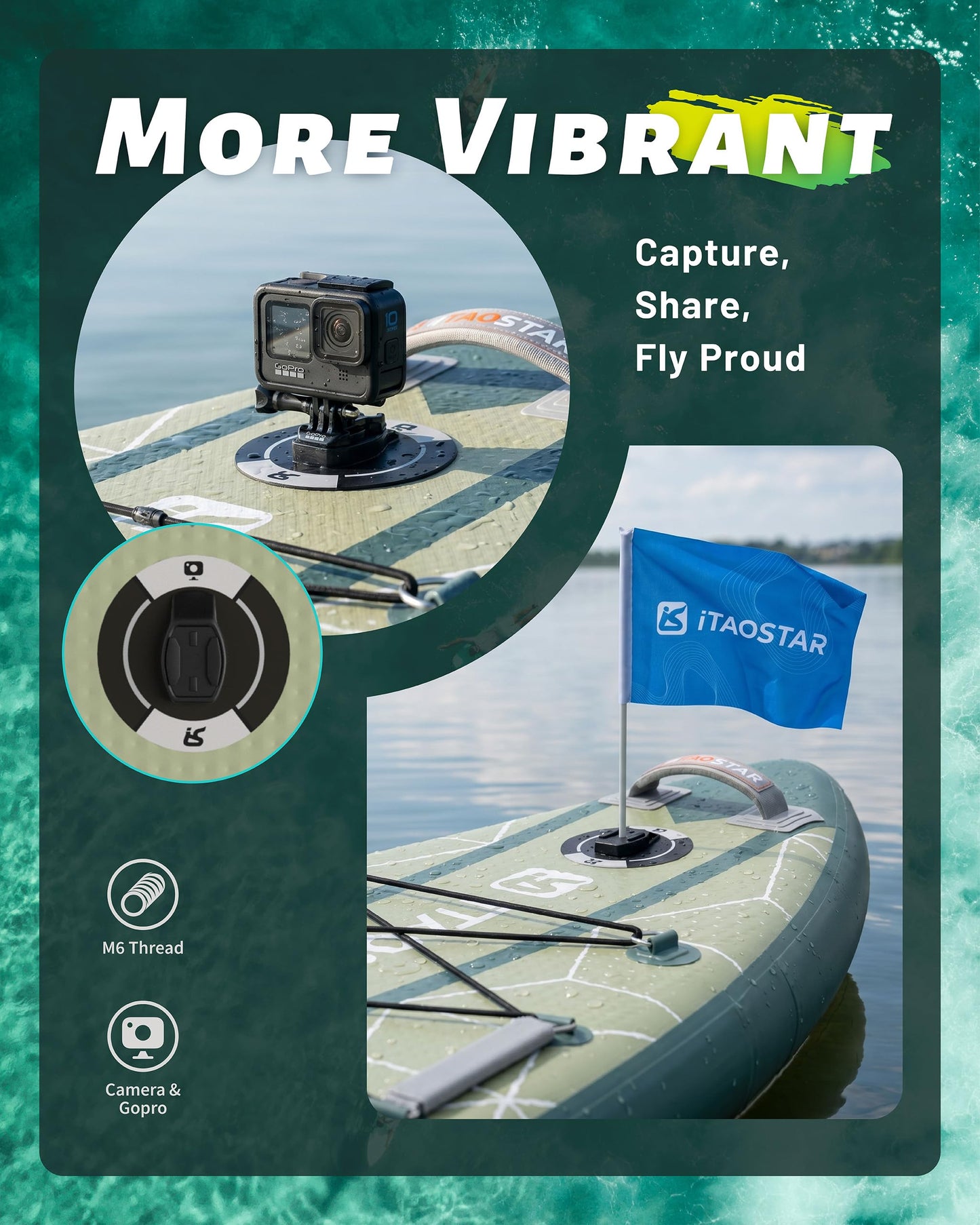 iTAOSTAR C03EP 35" Wide Paddle Board, More Fun Inflatable SUP Board with 5 Fins，12 Foot Stand Up Paddle Board with Premium SUP Accessories for Adults of All Skill Levels