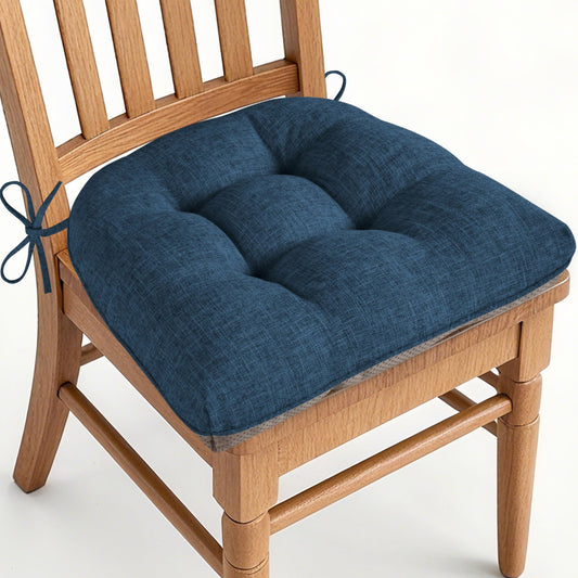 AddGrace Chair Cushions for Dining Chairs Set of 1 Kitchen Seat Cushions with Ties and Non Slip Backing Tufted Indoor Seat Pad for Kitchen Dining Room 18" x 17" x 3" Navy