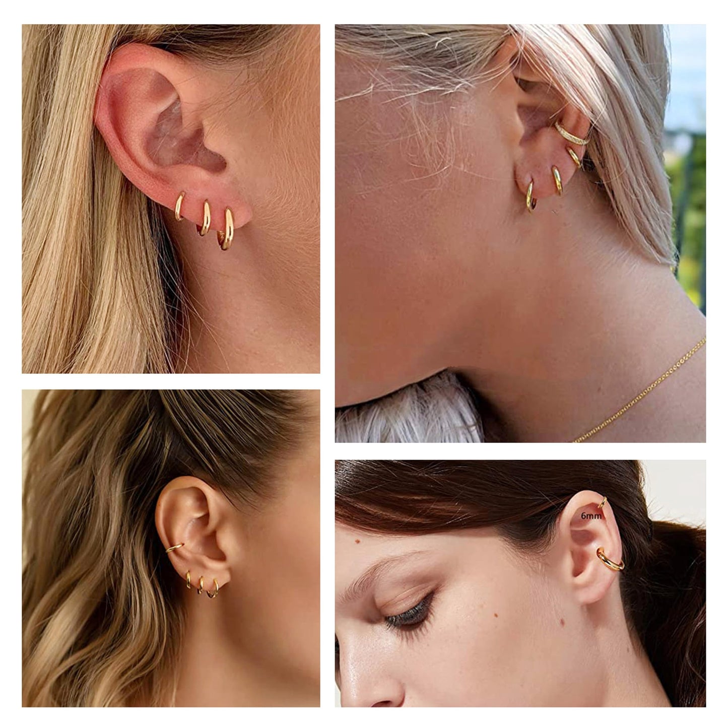 Gokeey Small Gold Hoop Earrings Set for Women, 14K Gold Plated Huggie Hoop Earring, HypoallergenicLightweight Hoop Earrings Jewelry for Gifts 4 Pair