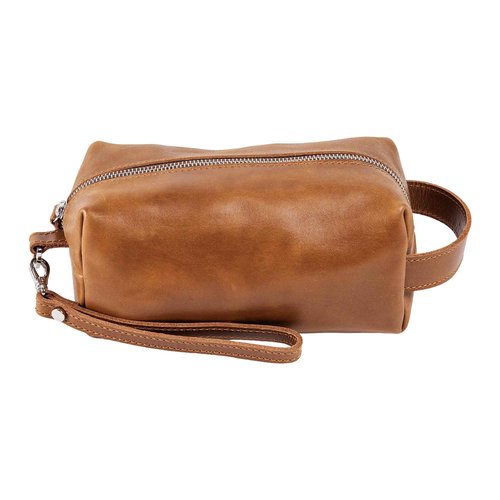 PEGAI Leather Travel Toiletry Bag for Men | Handmade Top Grain Distressed Dopp Kit, Mens Toiletry Bag, Shaving Kit Case Travel Organizer - Lee (Cinnamon)
