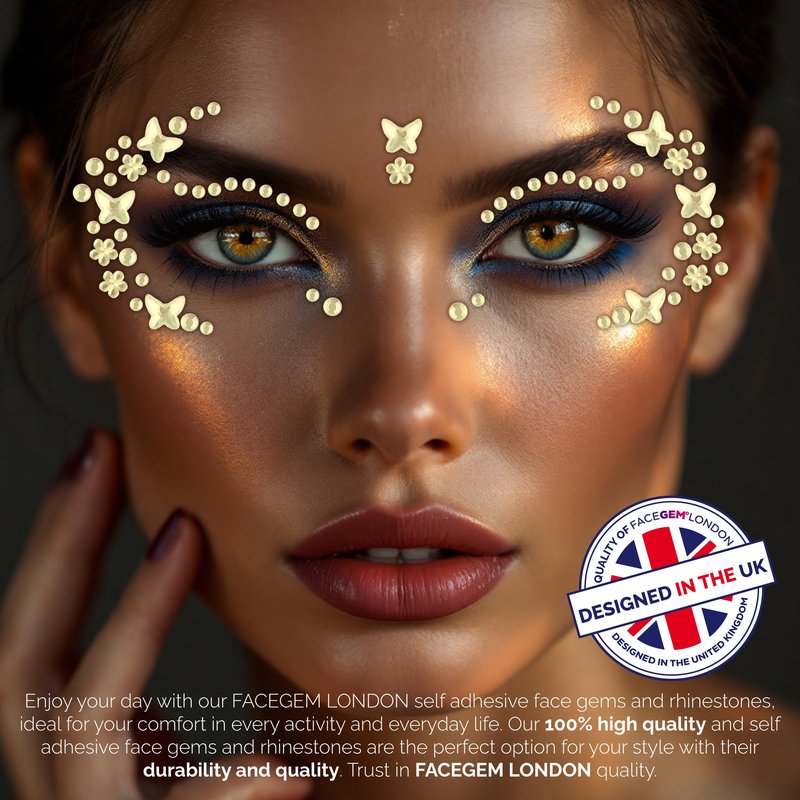 3 PCS Face Gems – Face Jewels - Self-Adhesive Rhinestone Face Jewels for Makeup, Party & Rave Looks - Eye Gems, Face Glitter, Self- Adhesive Festival Gems Festival, Glitter Tattoo, Face Gems