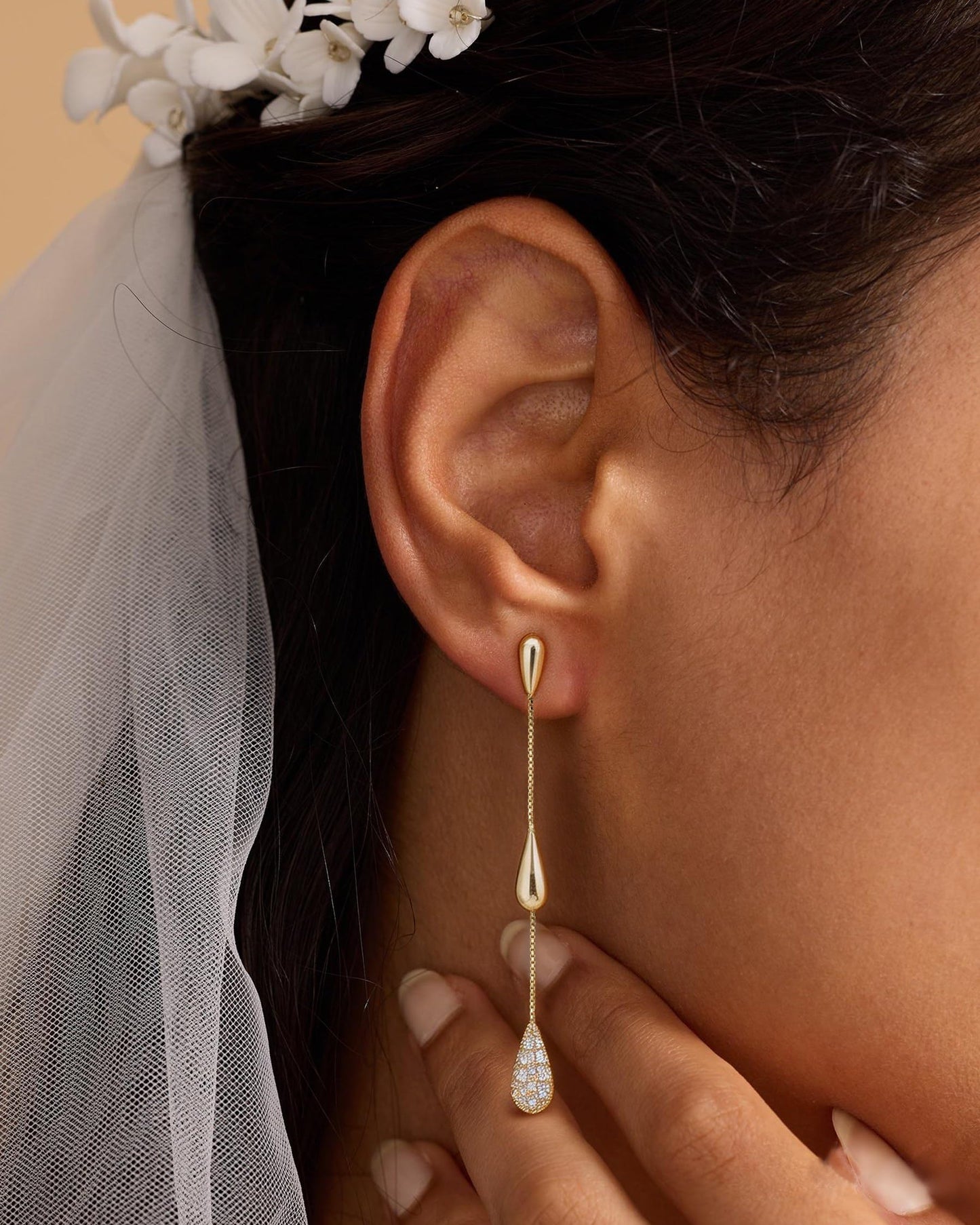 Asdecy Dangle Drop Earrings for Women 14K Gold Plated Long Dangle Cubic Zirconia Elegant Prom Bridal Bridesmaid Wedding Anniversary Dangling Trendy Jewelry