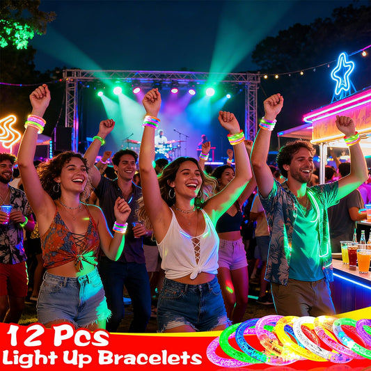 20 Pack LED Glow Bracelets Party Favors for Adult Glow in The Dark Party Supplies, LED Bracelet Light Up Toys Neon Birthday Wedding Gifts, Goodie Bags Stuffers, Classroom Games Prizes Patriotic