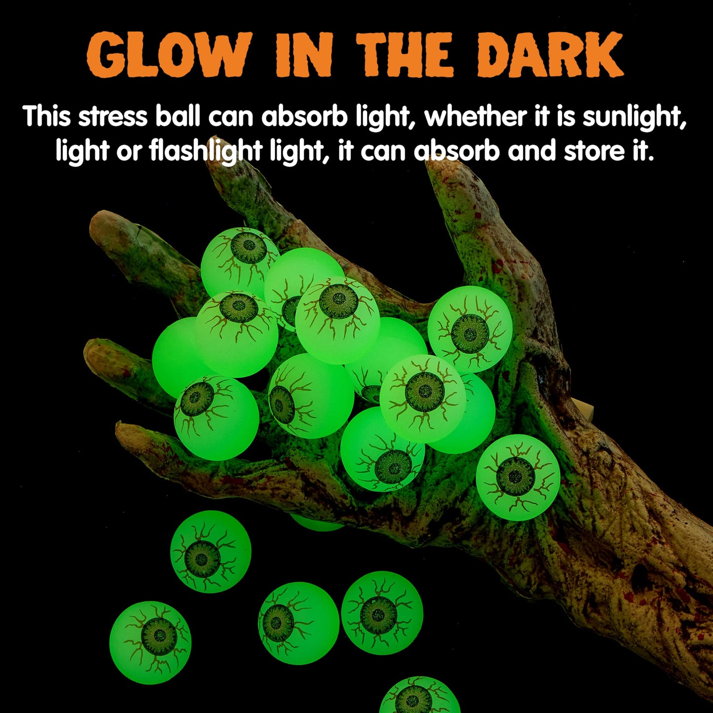 JOYIN 24 PCS Halloween Glow Eyeball Bouncy Balls, Glow in the Dark Bouncing Balls Eyeballs for Halloween Party Favors Game Prizes, Trick or Treating Party Decorations School Classroom Gifts