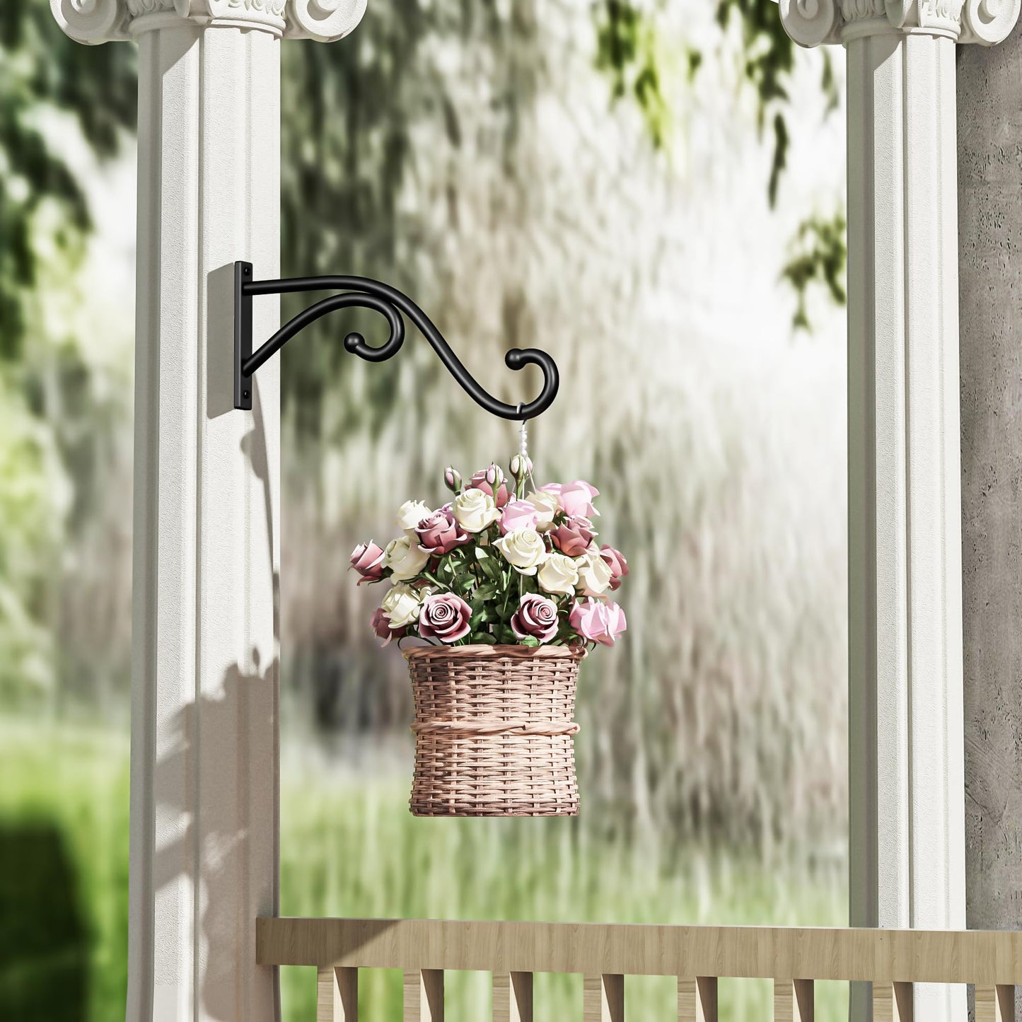 Qiuzido Plant Hook Hanging Plant Brackets - 2 Pack 10 Inch Plant Hanger, Metal Plant Wall Hooks for Hanging Flower Basket, Lanterns, Bird Feeder, Wind Chimes Indoor & Outdoor.