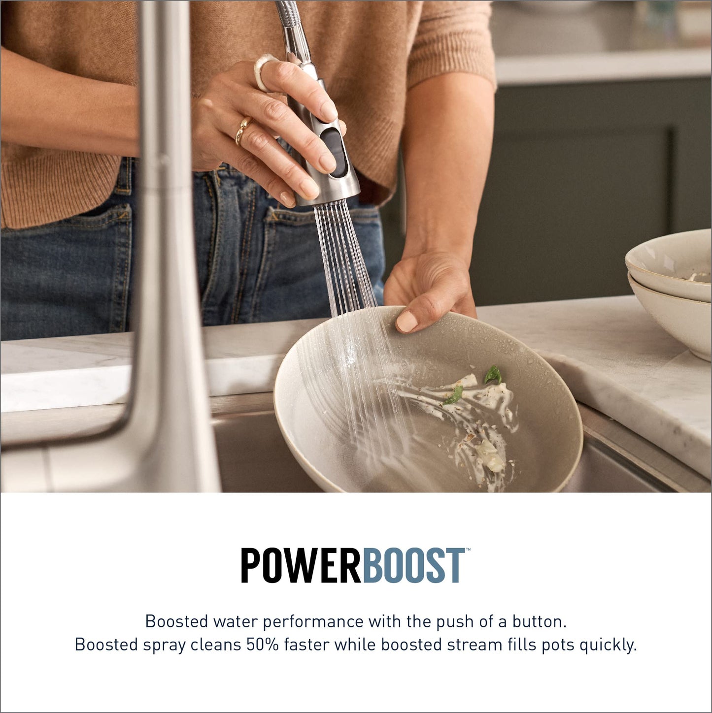 Moen Sinema Stainless Pulldown Kitchen Faucet with Power Boost and Reflex, High Arc Modern Kitchen Faucet, Easy Installation, One-Handle Accent for Customizing, S7235SRS