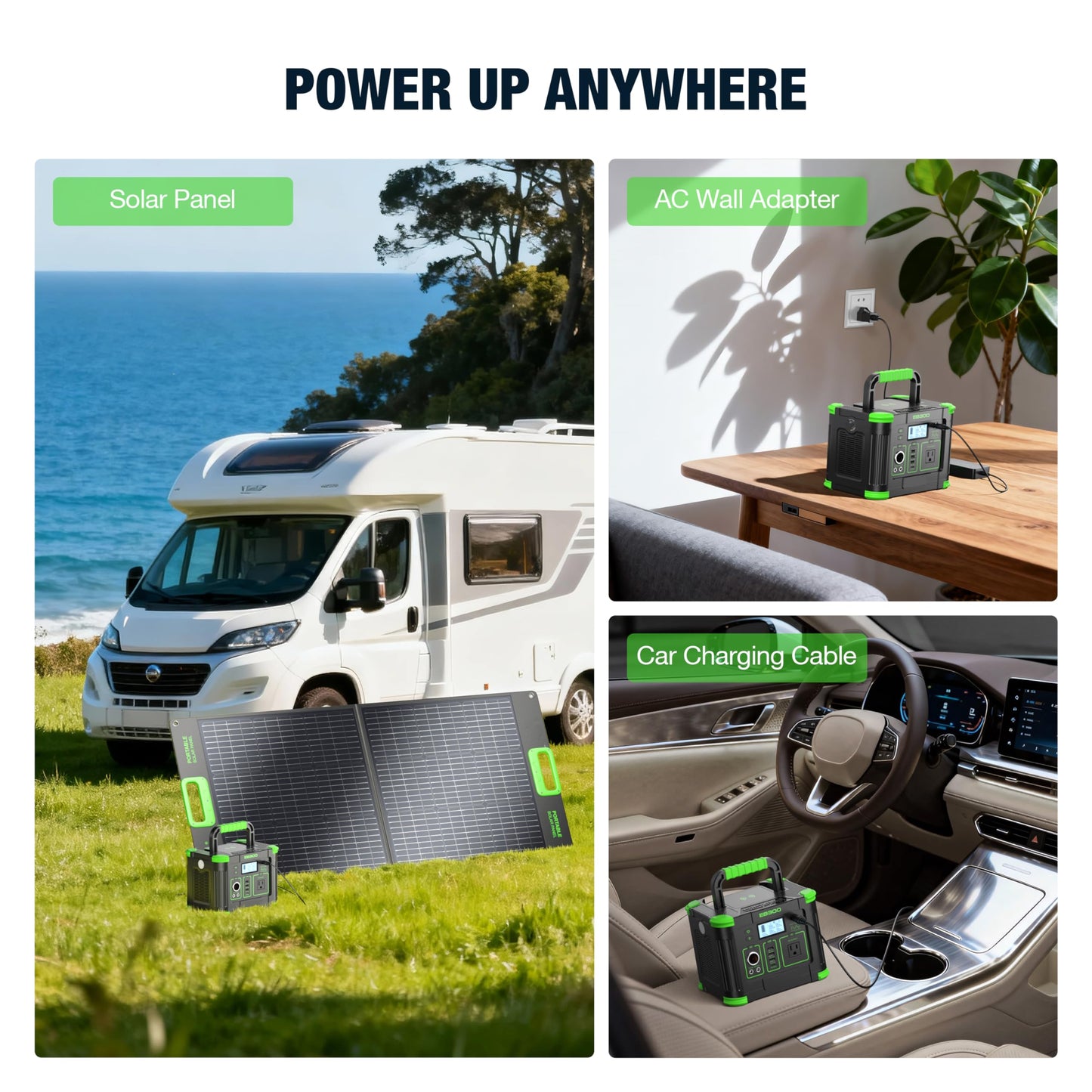 300W Portable Power Station 288.6Wh Solar Generator with 600W Peak, PD 60W USB-C, QC3.0 & 5W Wireless Charger for Camping, Emergency Backup, RV & Home Use