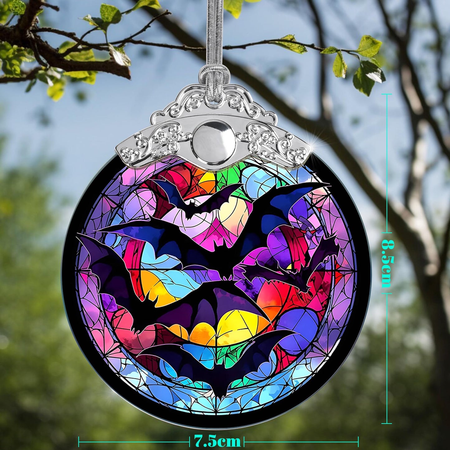 Jocidea Christmas Ornament, Bat Christmas Decor, Bat Ornaments for Christmas Tree, Stained Glass Ornament, Bat Gifts, Holiday Decorations and Xmas Gifts Ideas