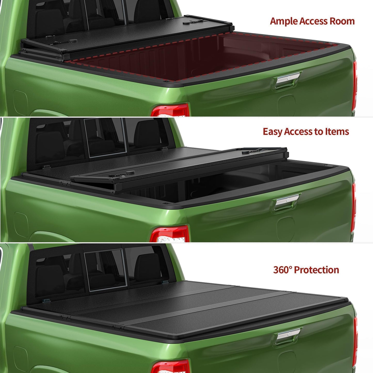 YITAMOTOR FRP Hard Tri-Fold Truck Bed Tonneau Cover Fits for Toyota Tacoma 2024 2025 2026 6 ft Bed with Deck Rail System (Excl. Trail Edition)